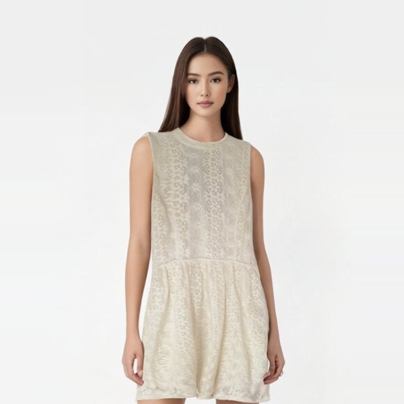 Forever 21 Other - Forever 21 Junior Girls Cream Floral Lace Overlay Skater Dress Size S